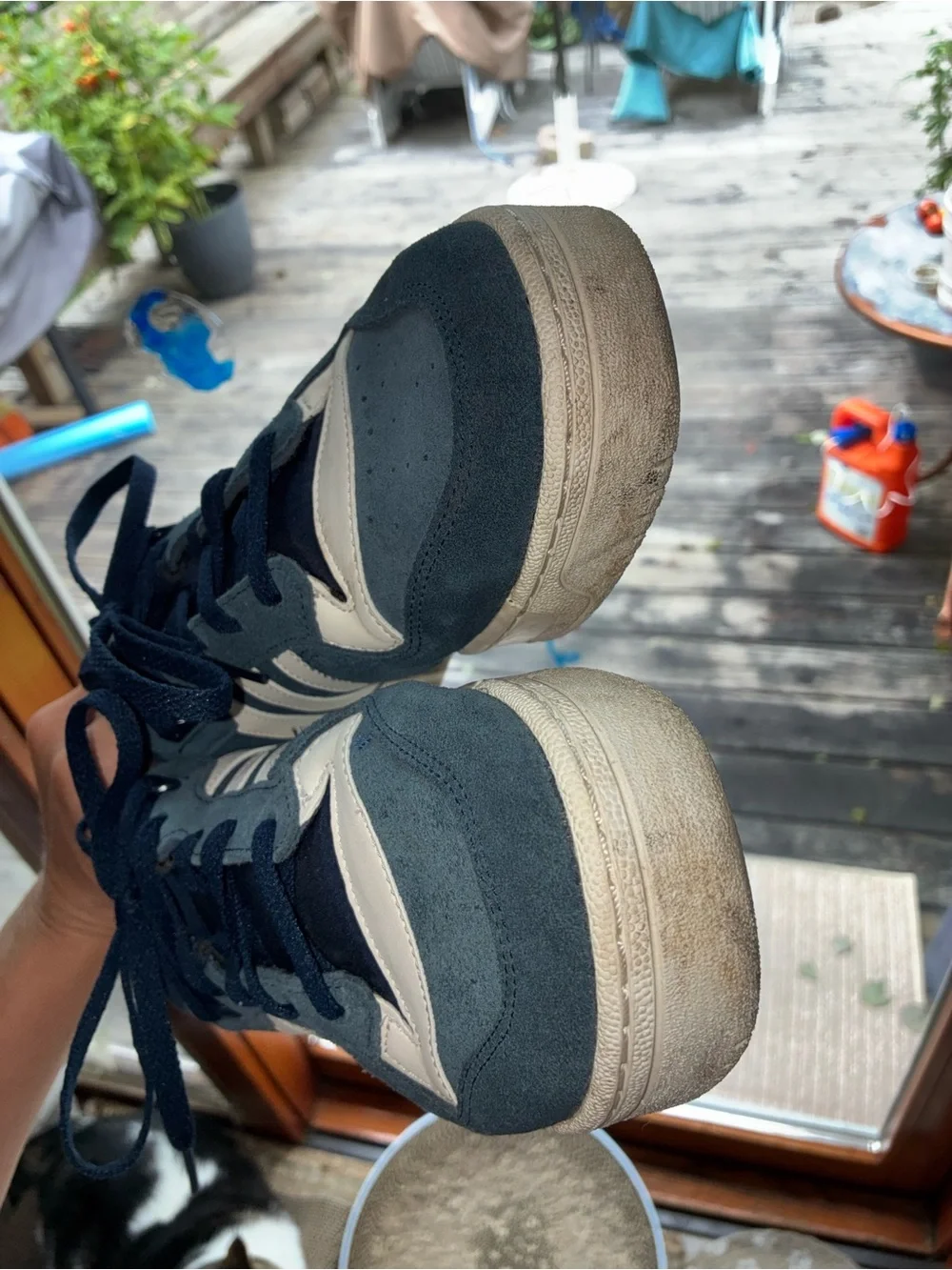 adidas Navy and Cream Suede Low-Top Sneakers